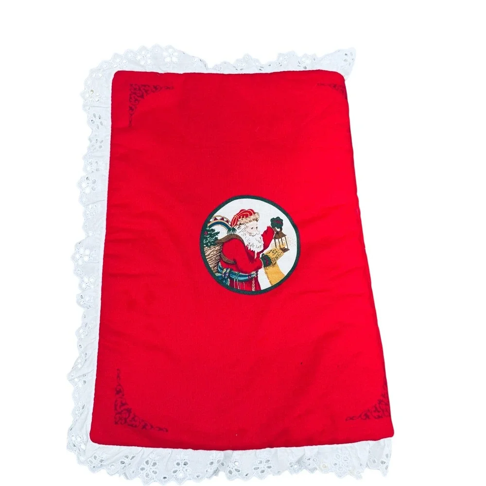Vintage The Legend of Santa Claus Fabric Soft Book Eyelet Lace Trim Christmas